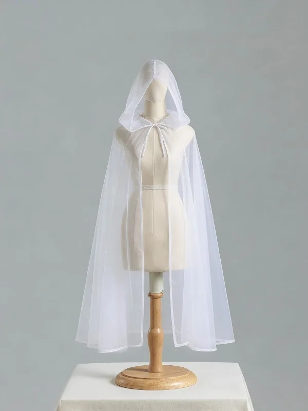 

Halloween Double Layer Veil Shoulder Wrap Role Play Long Ghost Witch Costume Lightweight Mesh Shawl Robe for Women