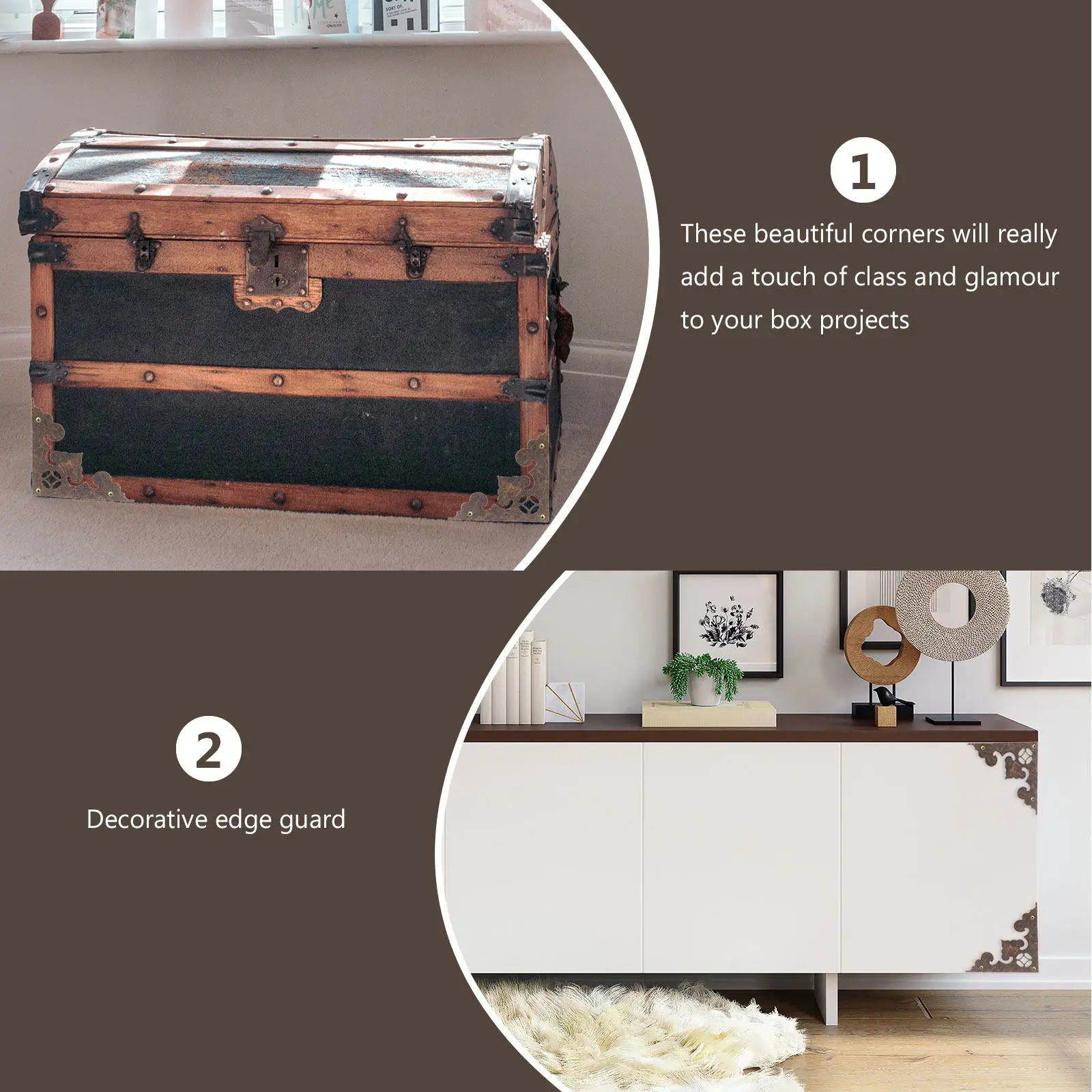 24Pcs Box Corner Protectors Retro Vintage Design Furniture Safety Guards Jewelry Case Guard Decorative Corner Bumper