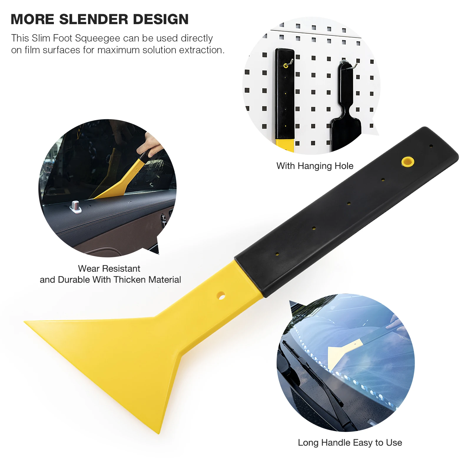 FOSHIO Long Slim Foot Squeegee Handle Bulldozer Paddle Scrubber Auto Windshield Cleaning Scraper Plastic Snow Shovel Remover