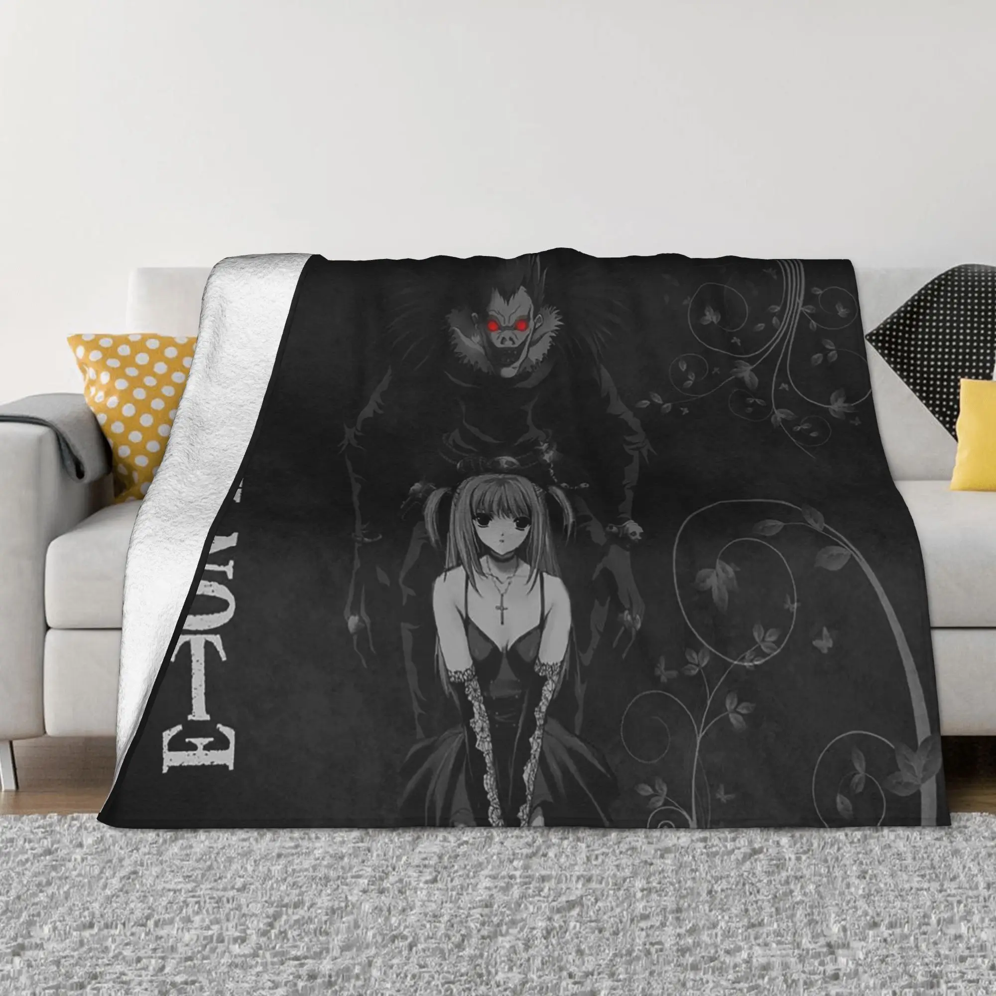 

Deathnotes Knitted Blanket Fleece Anime Japan Ryuk Misa Amane Super Soft Throw Blankets for Bedding Couch Bed Rug