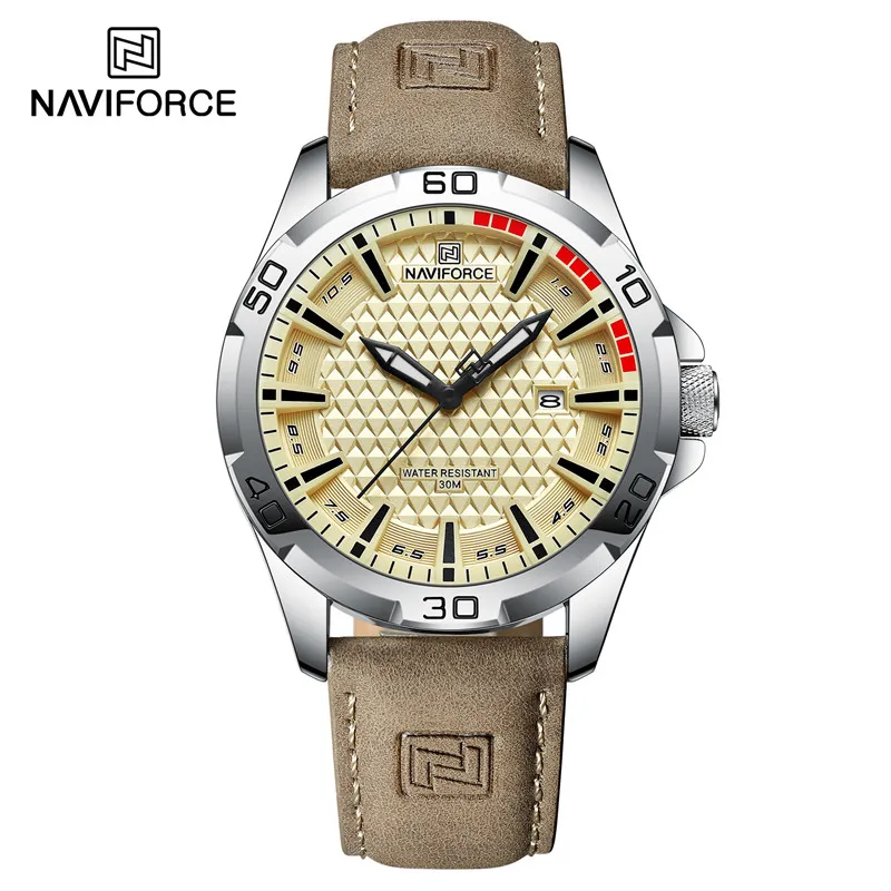 Original Marke Navi force hochwertige Herren uhren Leder armband männlich wasserdichte Armbanduhr Quarz Datum Uhr Relogio masculino