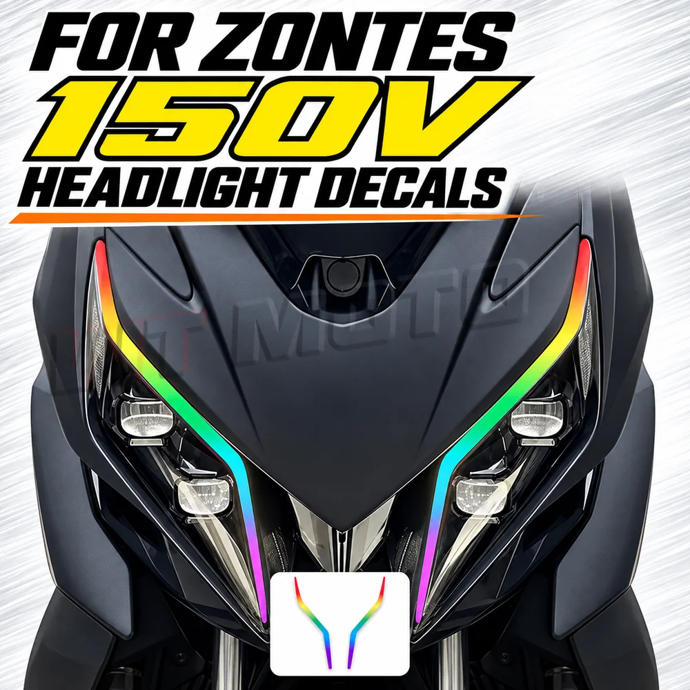 Motorcycle Gradient Iridescent Head Light Film Fit ZONTES 150V  125V, Headlamp Color Wrap Decal Modified Parts