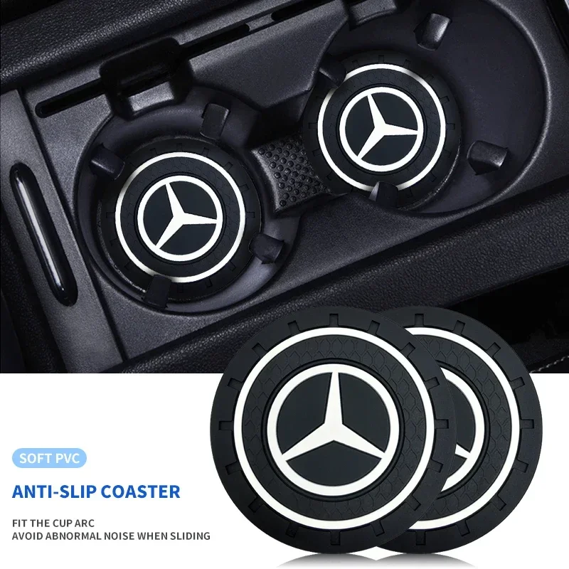 2Pcs PVC Wasser Tasse Matte Auto Coaster Anti Slip Pad Zubehör Für Mercedes Benz AMG GLE GLS CLS GLC CLA GLA GLK ML C197 R231 W167