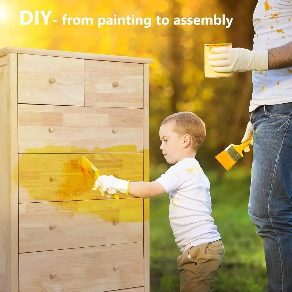 업그레이드된 천연 목재 높은 서랍장, 러스틱 스타일과 넉넉한 수납 서랍