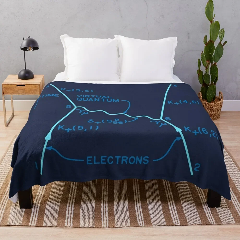 Original 1949 Feynman diagram quantum physics Throw Blanket blankets and throws Flannel Fabric Blankets