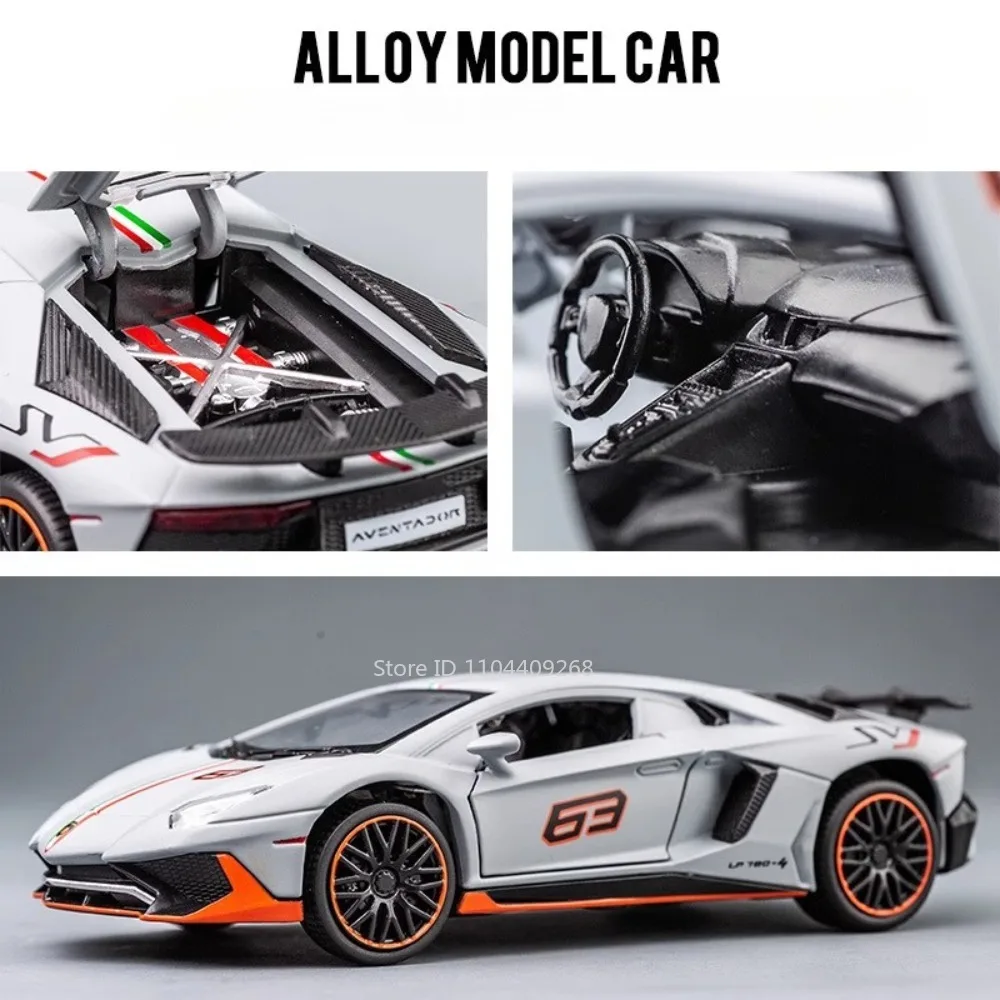 1:32 Scale Lambor Aventador LP780-4 LP740 Sports Car Model Toy Metal Diecast Pull Back Vehicles Models Kids Holiday Gifts