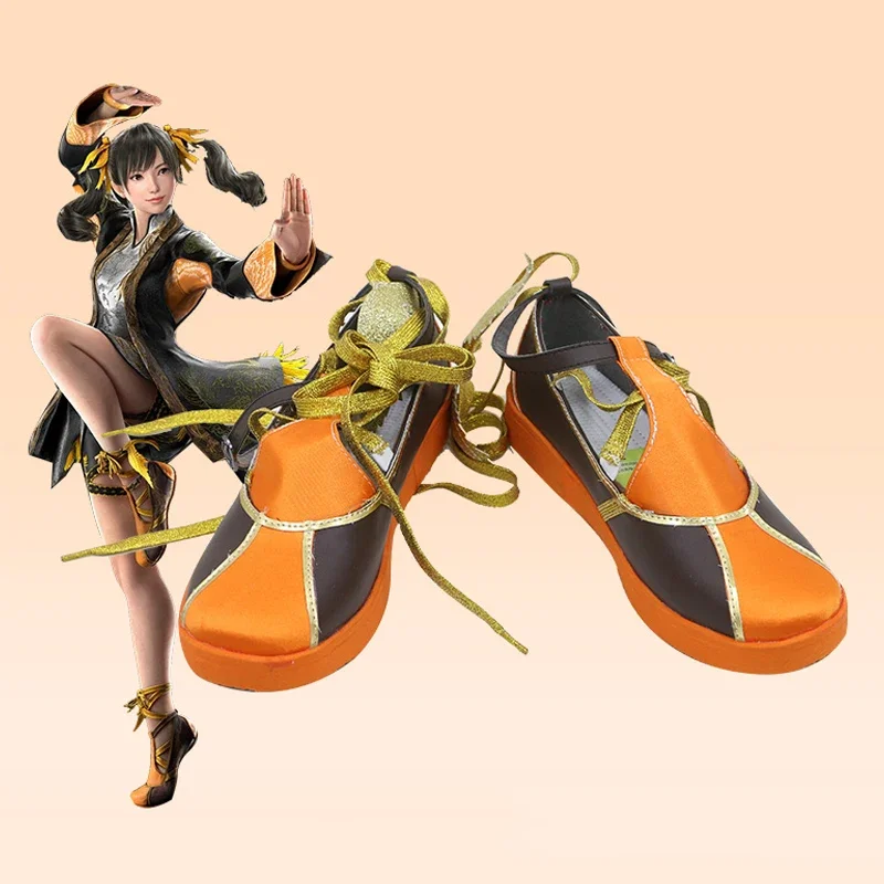 Juego Tekken 8 Ling Xiaoyu, zapatos de Cosplay, botas, zapatos naranjas para Halloween, Navidad, Carnaval, accesorios de fiesta de juegos de rol para mujeres y hombres
