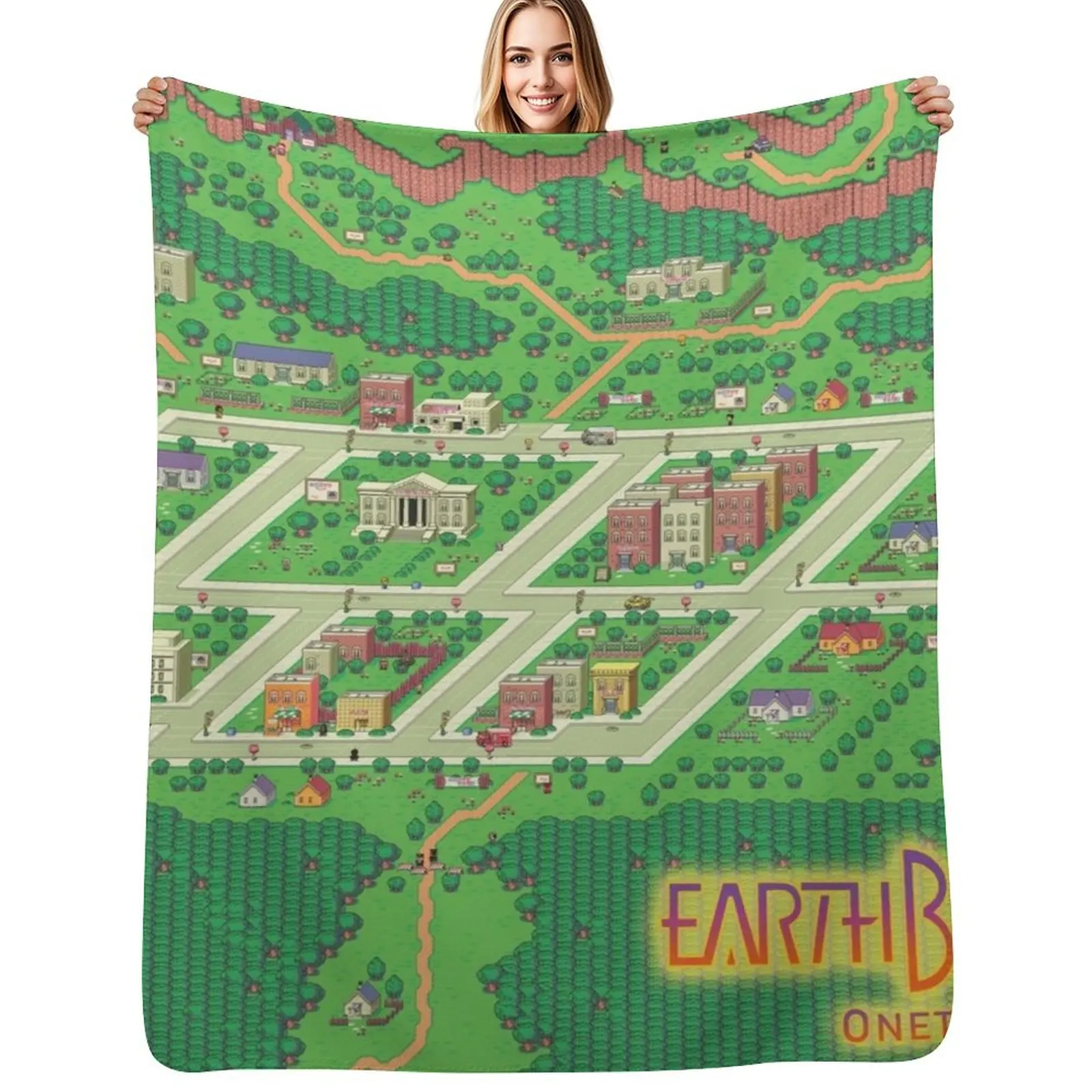 

Earthbound Onett Map Throw Blanket Luxurious Soft Blanket Holiday Gift for Family