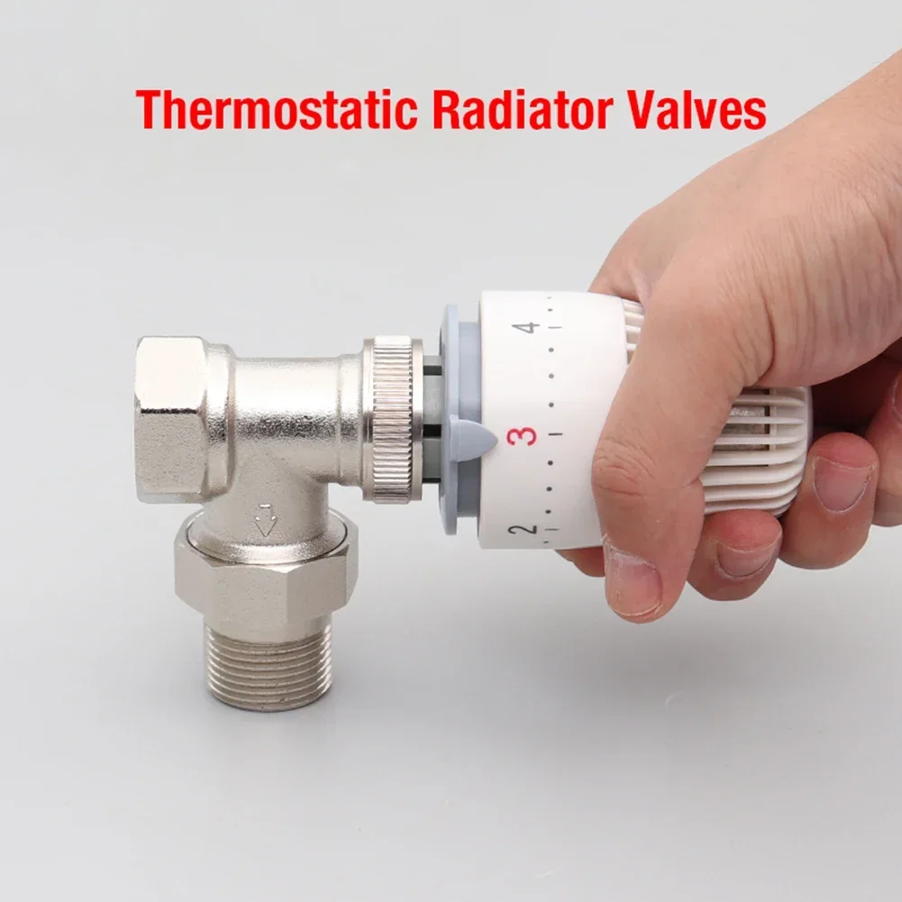 Latão Válvula de Radiador Reta sem Cabeça Termostática para Sistema HVAC, Válvula Controladora de Temperatura, DN15, DN20, 1Pc