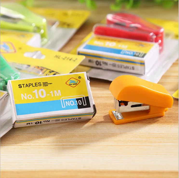 Mini Stapler Set Portable Plastic For No. 10 Staples Children Students Cute Stationery Gifts Office Supplies