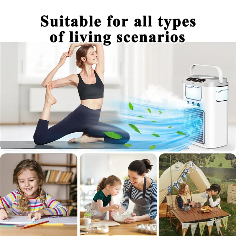 M14K-Mini Air Cooler Humidifier Quiet Portable Air Conditioner,Tabletop Evaporative Fan,7-Color LED Light For Home,Office