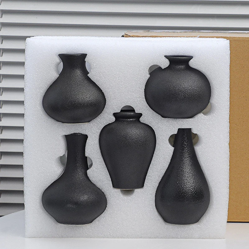 Nordic Ceramic Minimalist Five Piece Set Vase Home Dining Table Living Room Bedroom Office Tabletop Decoration Small Flower Ware