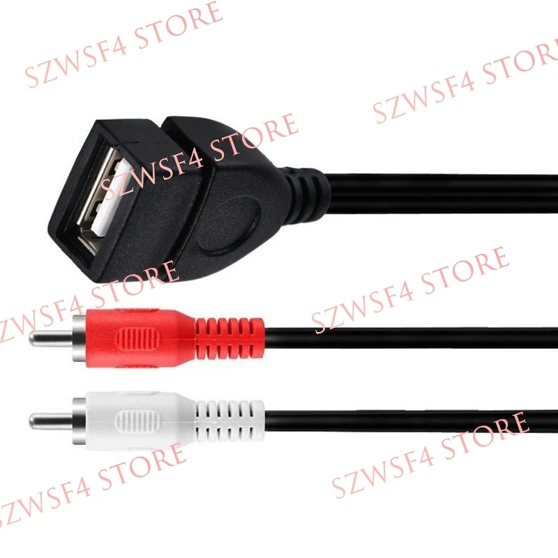 USB Female To 2RCA Male Lotus Flower Cable Usb 2.0 Extension Wire AV Power Audio And Video Cable Connection E4