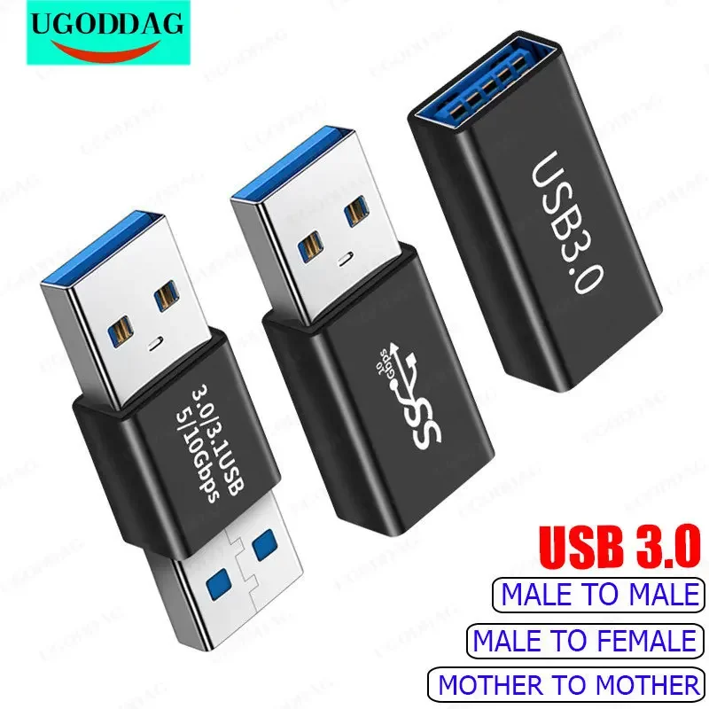 USB 3.0 Connector USB To USB Adapter 5Gbps Gen1 Male to Male Female USB Converter SSD HDD Cable Extender USB 3.0 Extension Plug