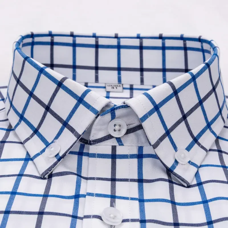 Excellent Non-Iron Men Plaid Shirts Long Sleeve 100% Cotton Checked Business Man Casual Shirt Easy Care Iron-Free 2021 New Soft