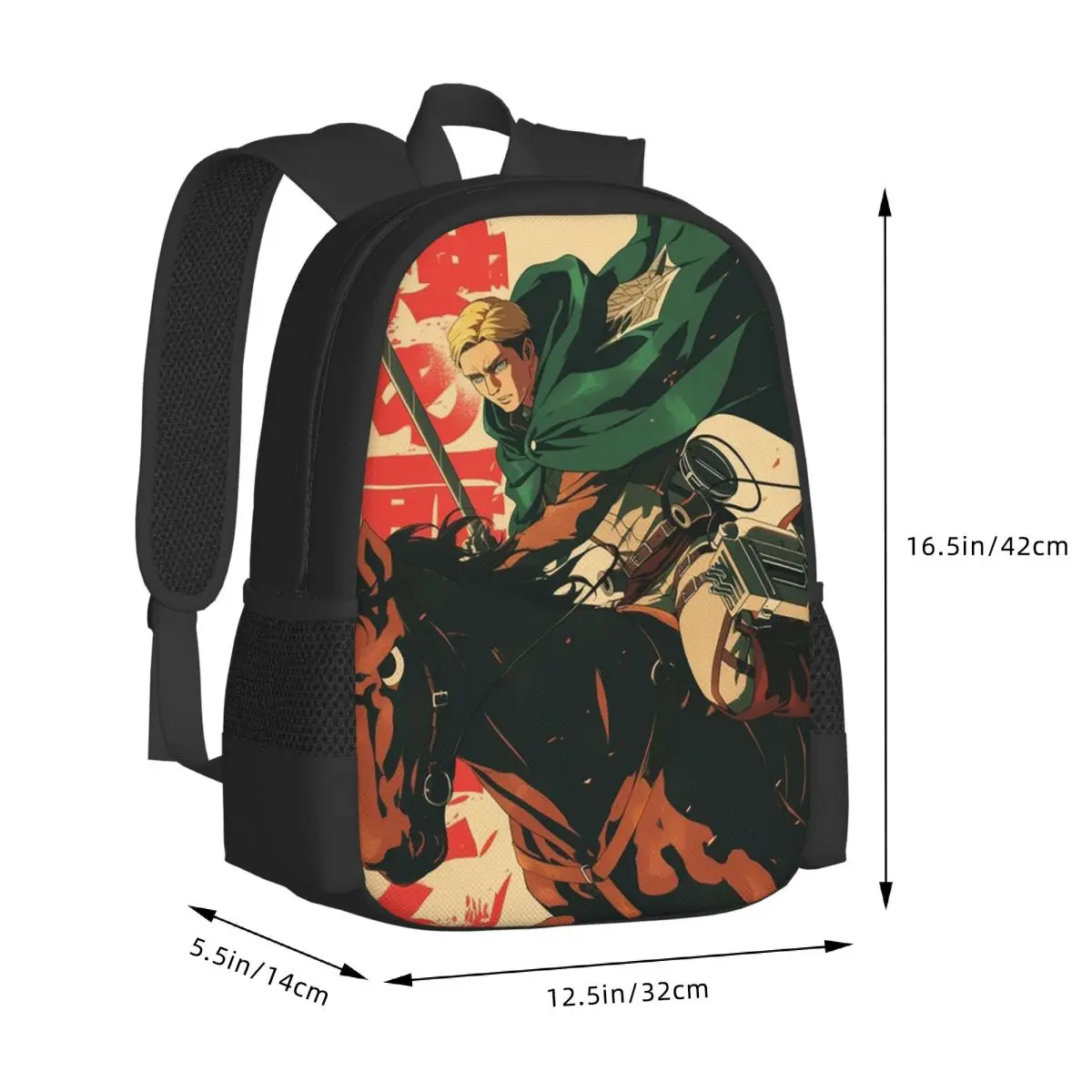 Attack On Titan Manga Erwin Smith Anime Student Backpack School Bag Hiking Travel Daypack for Men Women Bookbag Shoulder Bags