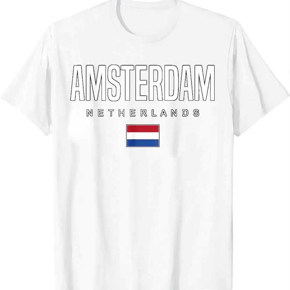 Amsterdam Netherlands T-Shirt Streetwear Clothing Custom Printed Graphic T Shirts Vintage T Shirt Camisas Streetwear