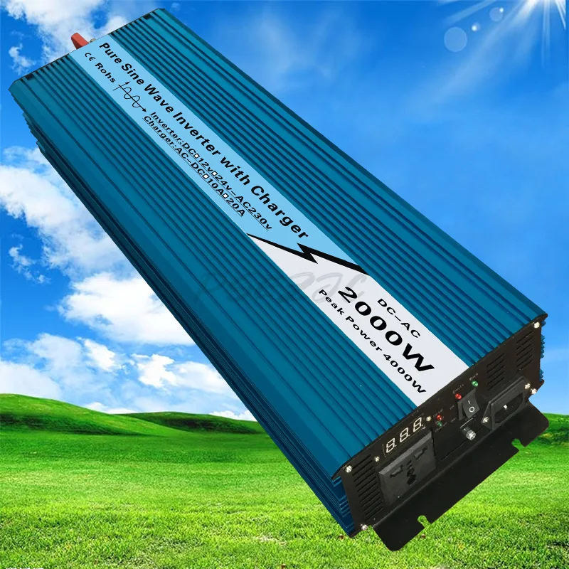 2000W Pure Sine Wave with Charging Inverter UPS Inverter 12V To 220V Full Power with Digital Display