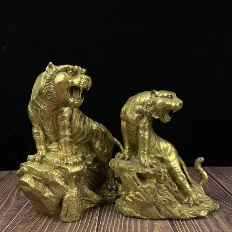 Brass Animal Ornaments Copper Tiger Climbing the Mountain Chinese Zodiac Tiger Home Decoration Office Creativity Gifts & Crafts