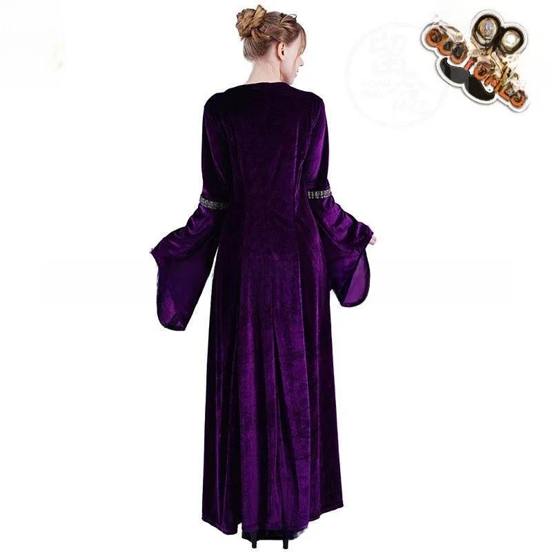 

Retro Purple Medieval Princess Costume Halloween Stage Performance National Costume Dance Troupe Women's Traditional Wear