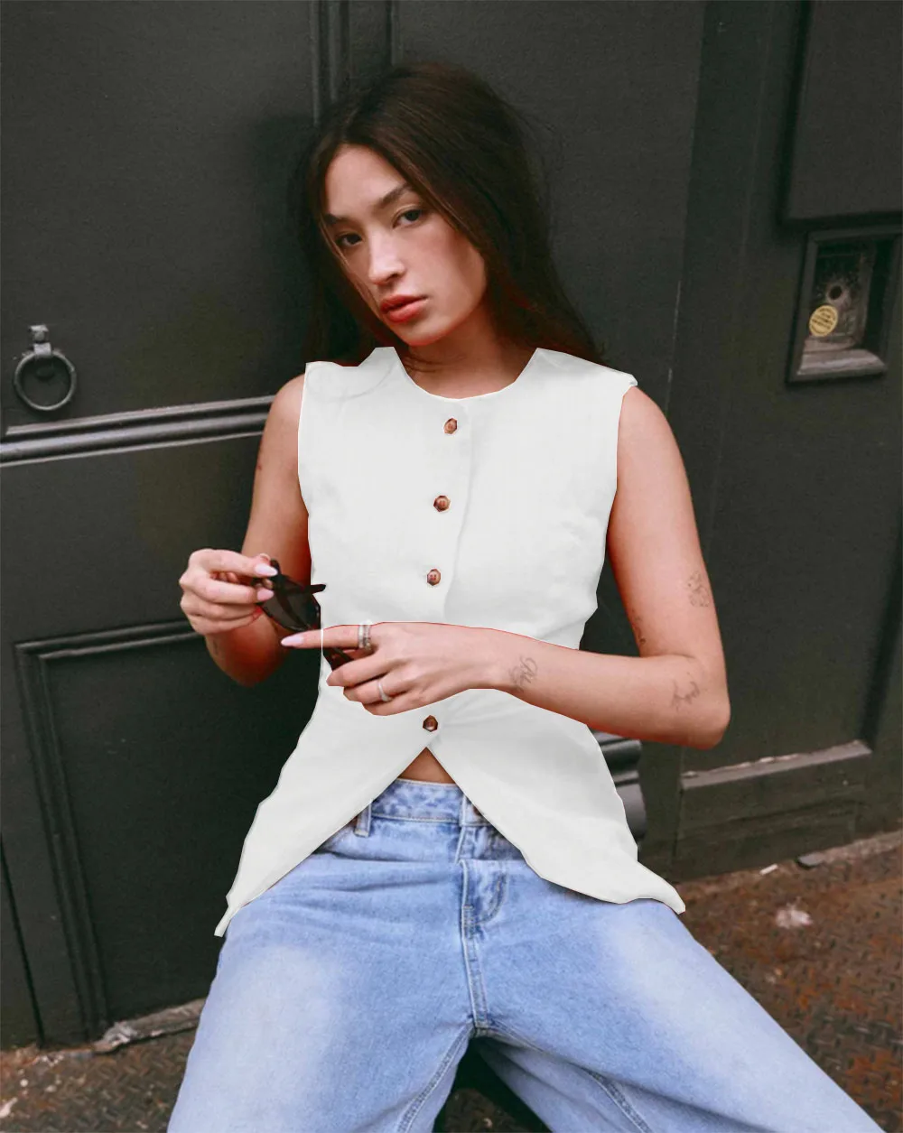 

Женский льняной жилет, однобортный Модный женский топ, женская одежда, топы без рукавов, женская одежда