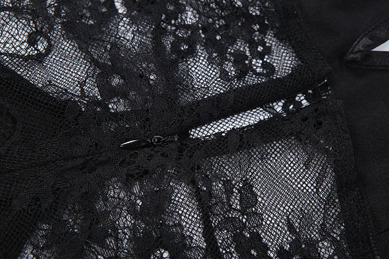 Ver através de renda retalhos cetim midi vestido moda feminina sexy decote em v rendas halter sem costas divisão bodycon festa noite clubwear