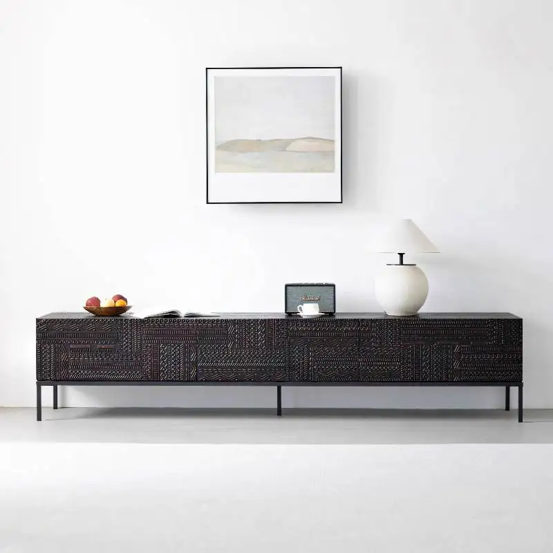 Black Decoration Tv Cabinet Drawers Dark Design Storage Modern Tv Cabinet Apartments Luxury Mueble De Tv Furniture For Home