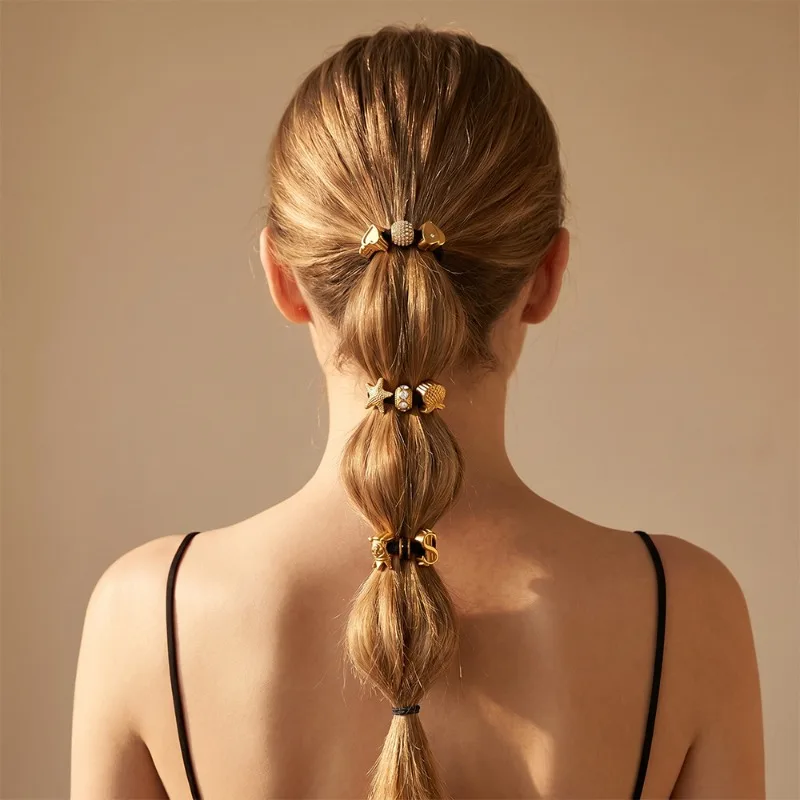 Metal Crystal Rhinestone Elastic Hair Ties Luxury Ponytail Hair Scrunchies Women Hair Accessories