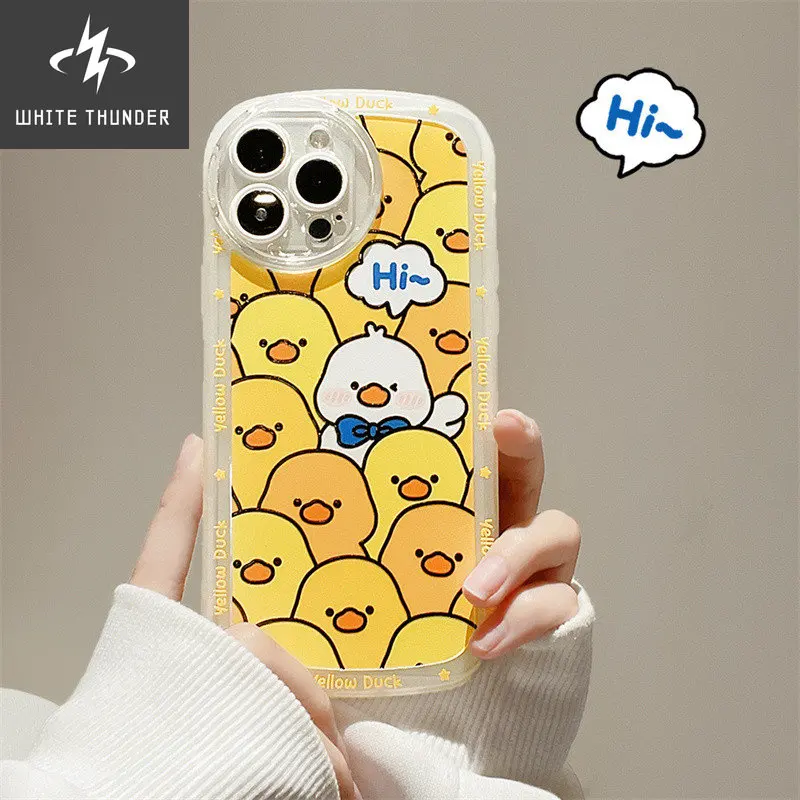 For iphone 11 12 13 Pro Max Xr X Xs Max 7 8 Plus SE2 Phone Case Creative Cute Cartoon Pile Duck Letter Silicone Anti-drop Shell