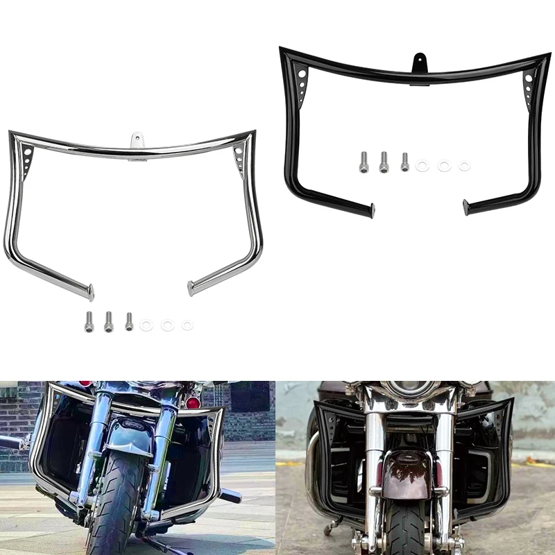 

Motorcycle Black Chrome Highway Front Engine Crash Guard Bar For Harley Touring Road King Street Glide 1997-2008 2007 2006 2005