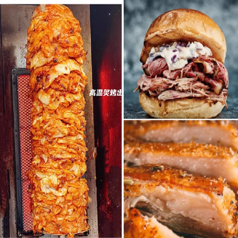 ماكينة شواء تركية تجارية 2 شعلات غاز شوايات شواء الدجاج ماكينة شوارما عمودية دوارة أوتوماتيكية #5