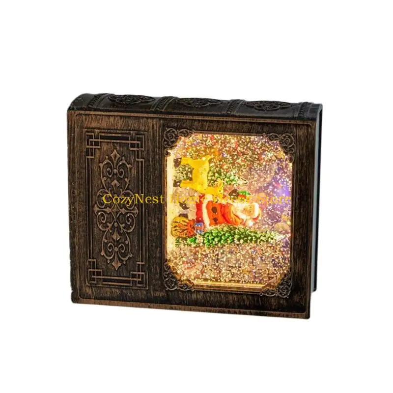 92MF Water-Filled Christmas Music Snow Decoration with Illuminating Book Design