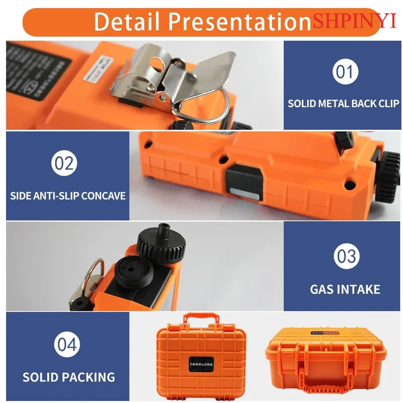 เครื่องตรวจจับก๊าซแบบปั๊ม CO O2 H2S EX เครื่องวิเคราะห์ก๊าซแบบพกพาหน้าจอสีพร้อมปั๊มแบตเตอรี่ลิเธียมแบบชาร์จไฟได้ในตัว