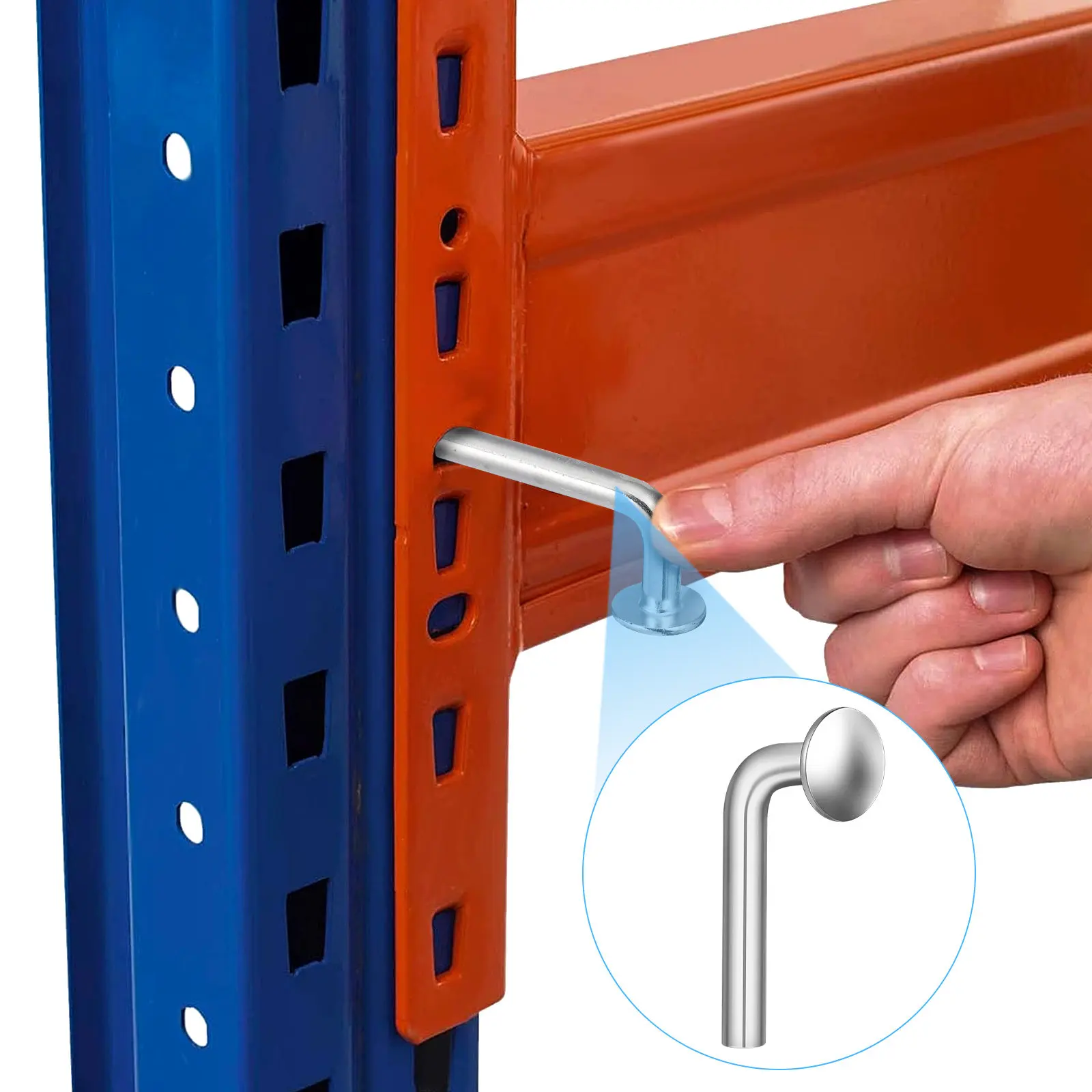 100Pcs Pallet Rack Safety Drop Pins Iron Construction Rust-Proof Universal Racking Bolts for Shelving Warehouse Silver M5