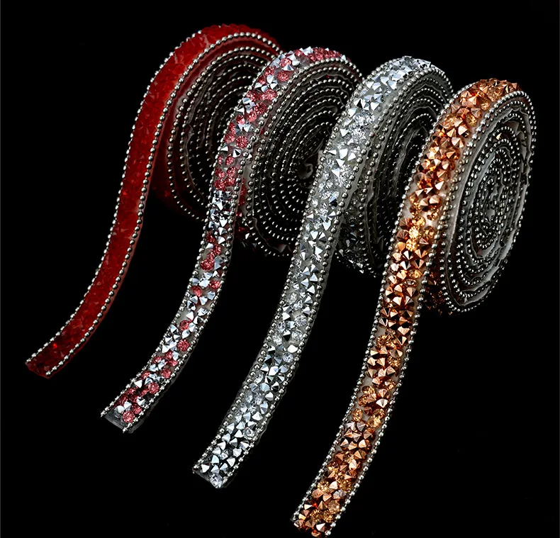 10 Meter Harz-Strass-Bänder Selbstklebende Diamant-Kristall-Rolle Glitzer-Gürtel Bling Party DIY Dekorationen 1CM Strassband – Detail 2