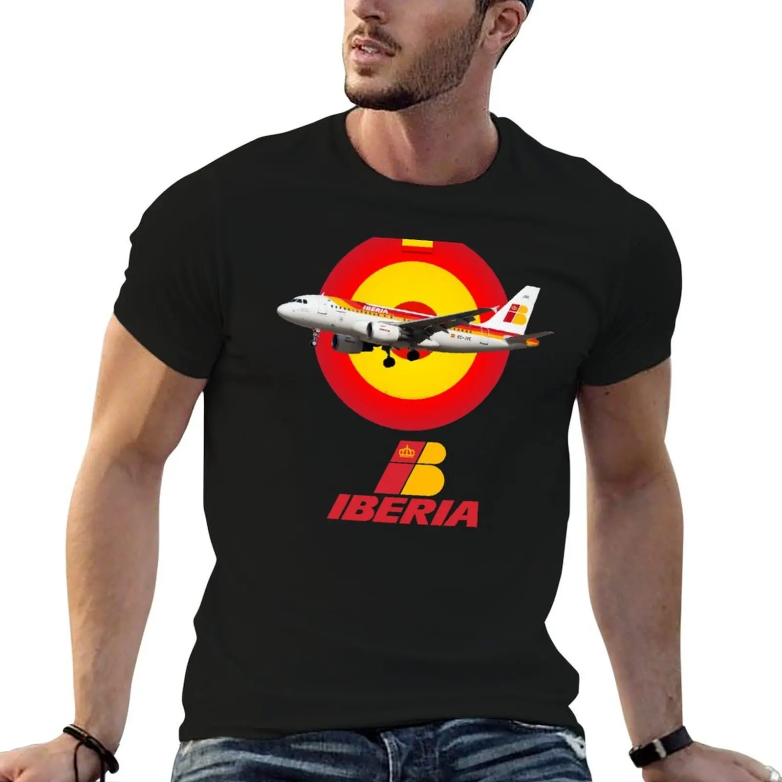 

Iberia AirLine Spain Retro Logo Airplane Airport T-Shirt anime tshirt t shirt men 100% cotton luxury brand T-Shirt
