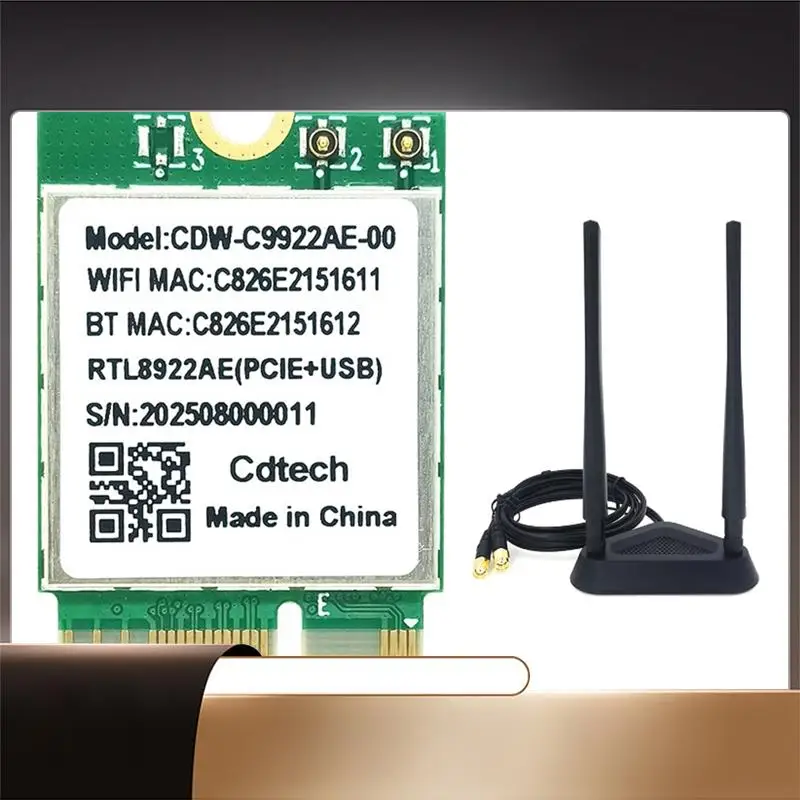 

N35R-трехдиапазонная карта 6338 Мбит/с RTL8922AE Wi-Fi7 2,4G/5G/6G Беспроводной адаптер Wi-Fi-карты Bluetooth 5,4 Двухчастотная антенна в комплекте