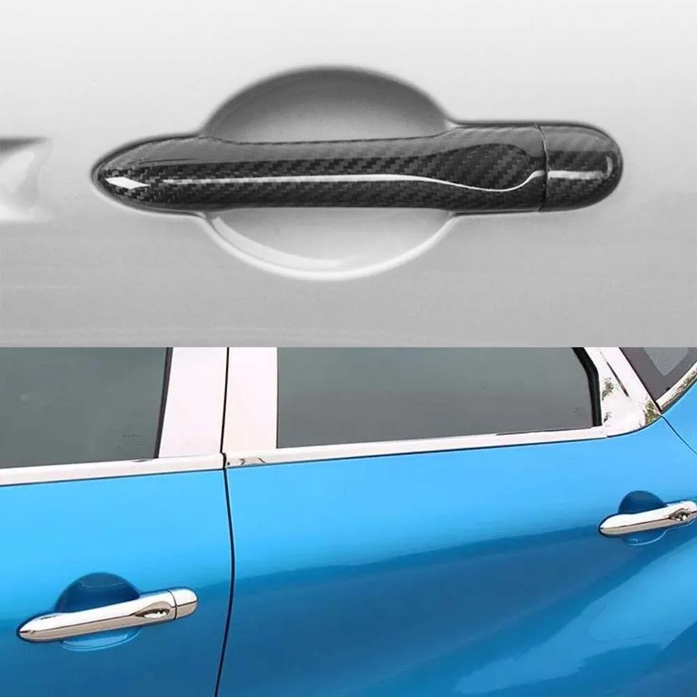 ترقية السيارة غطاء مقبض الباب لرينو كليو IV MK4 لوتسيا 2012-2019 ألياف الكربون Charred الأسود كروم الفضة الديكور #2