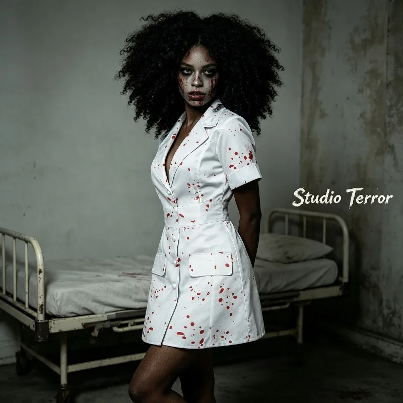 Perfect Halloween Horror Cosplay Costume Complete Horror Costume Nurse Cosplay Set Retro Dress