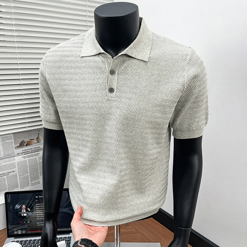 Cotton 100% high-quality men's summer new item pure cotton knitted shirt short sleeved polo shirt casual versatile top