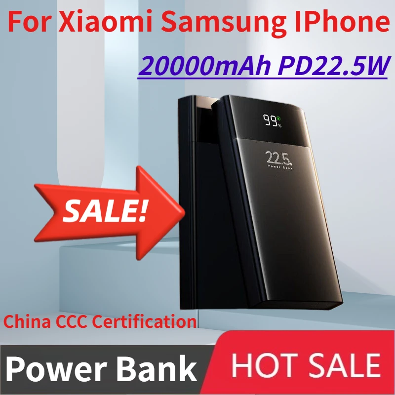 

20000mAh 22.5W Fast Charging Power Bank for Xiaomi Samsung IPhone Power Bank Output Portable Charger External Battery Pack