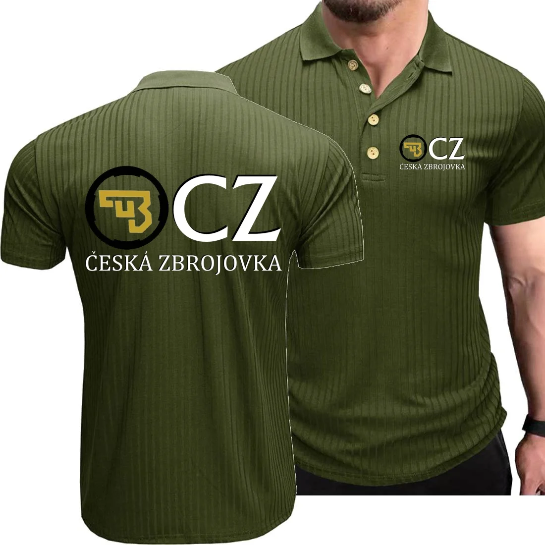 Männlich Revers Kurzarm T-shirt CZ Ceska Zbrojovka POLOS Tops Männer Polo Shirts Hohe Stretch Streifen T-shirt Herren Unterhemden s-5XL
