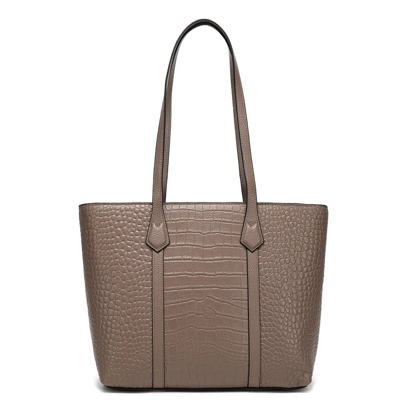 Alligator Pattern Genuine Leather Handbag Women Large Capacity Cow Leather Tote or Shoulder Bag for Work Daily Travel
