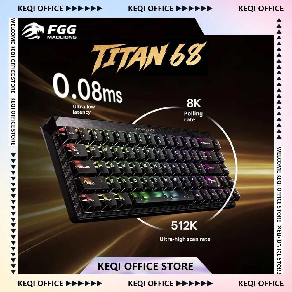 

FGG Madlions TITAN68 Turbo Keyboard ESports Hall Effect Magnetic Switch Wired Gaming Keyboard 8000Hz RT0.001mm PC Accessories