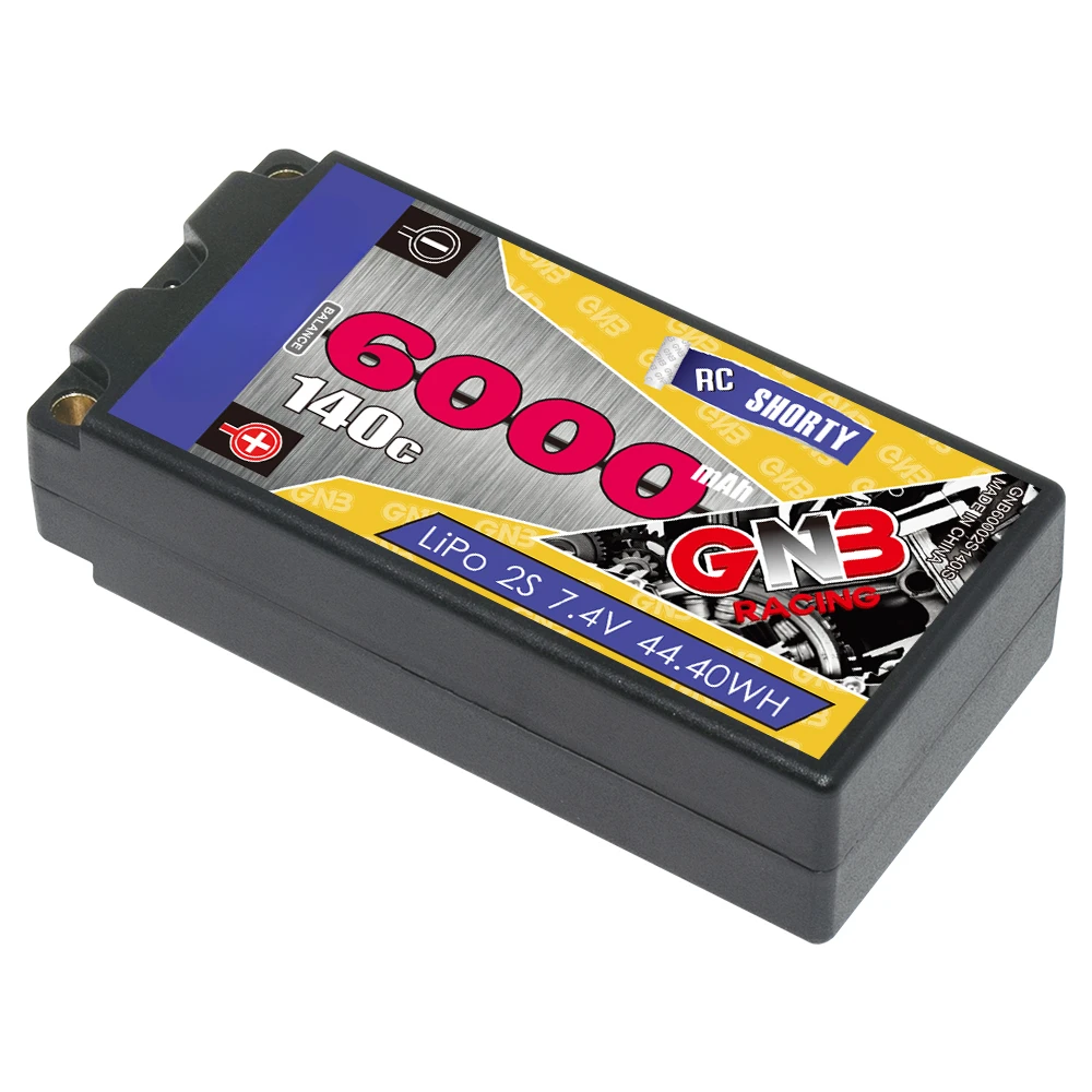 

GNB 6000MAH 2S 7.6V HV 140C Short Shorty Pack 5.0mm Bullet Hard Case RC LiPo Battery 1:10 1:12 Scale RC Race Car