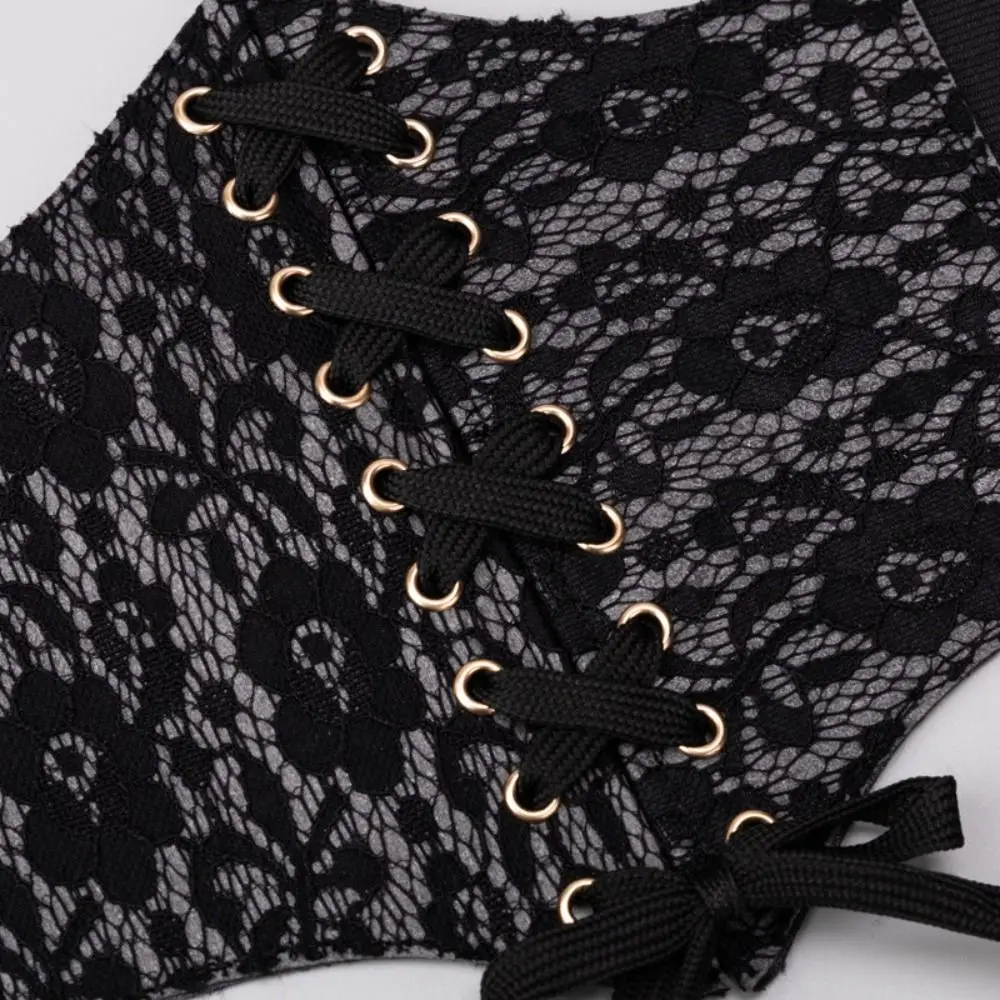 Fashion Adjustable Lace Cummerbunds Leather Solid Color Corset Belt Tie Rope Waistband Wide Waist Corset Dress