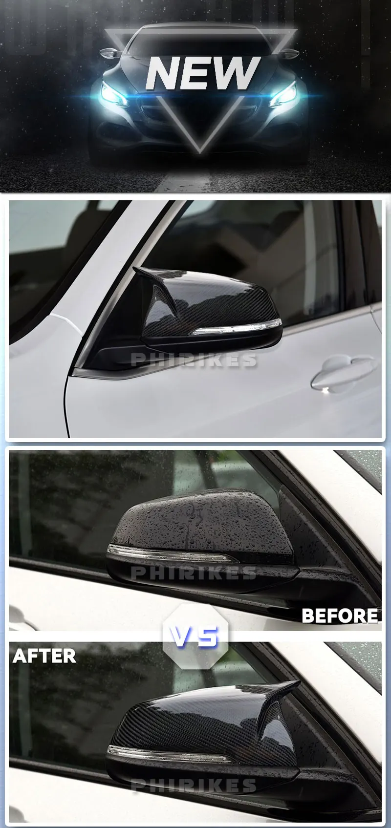 Carbon Faser Stil Schwarz Rückspiegel Abdeckkappen für BMW X1 F48 X2 F39 F40 F53 F44 Z4 G39 Toyota Supra Seite Spiegel Shell – Detail 1