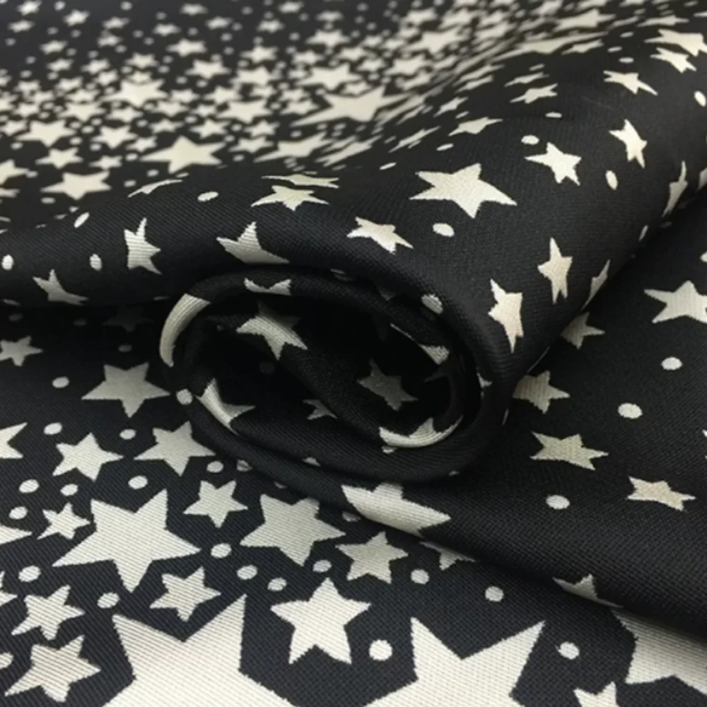 Yarn Dyed Brocade Jacquard Fabric Black White Gradual Change All Stars Dress Suit Clothing Brand Fashion Design Sewing Cloth