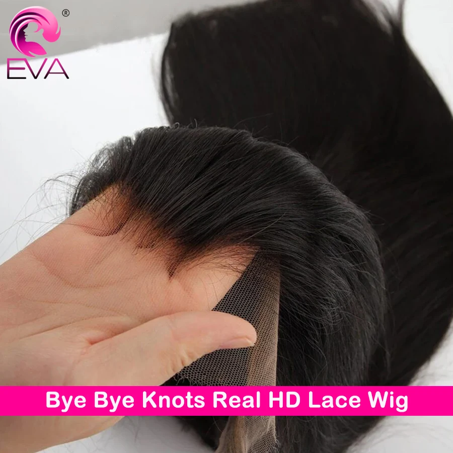 Eva 13x6 HD Lace Frontal Wig Human Hair Pre Plucked 250 Density Straight Glueless Wig HD Single Knots Human Hair Lace Front Wigs