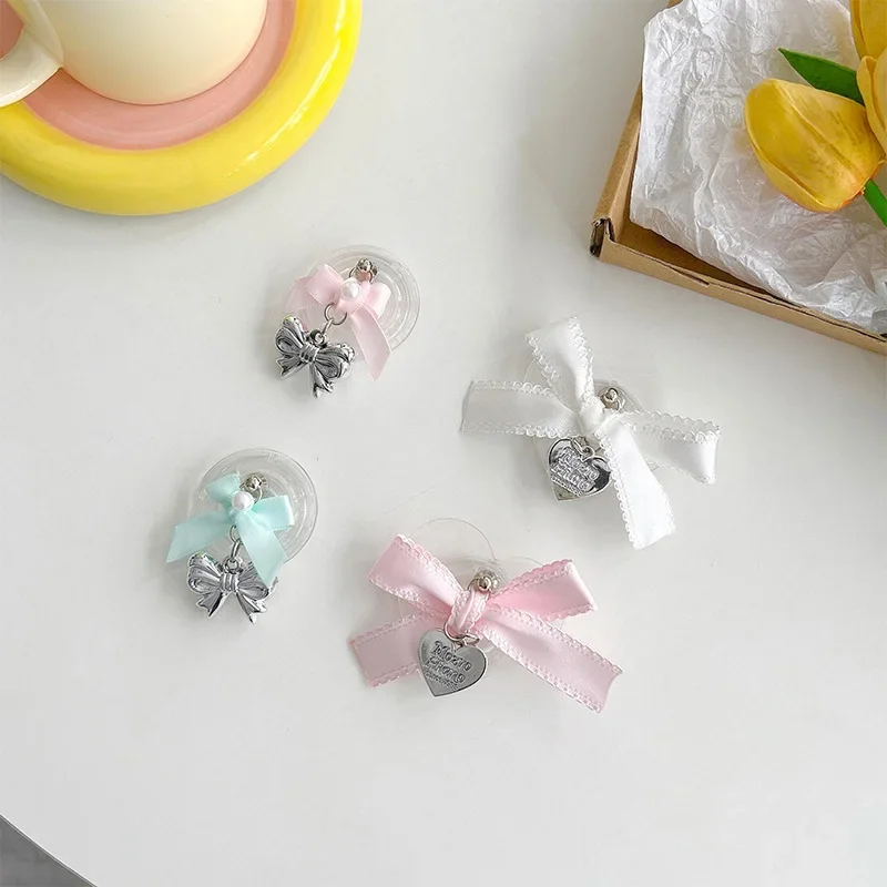 

ins Bowknot Charms Love Heart Griptok Foldable Phone Holder for iPhone Samsung Universal Smart Tok Lazy Bracket Finger Socket